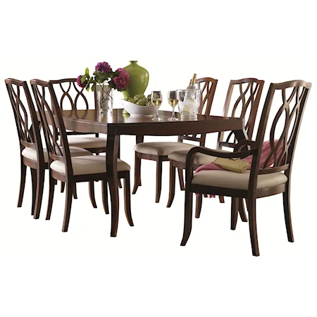 Transitional Leg Dining Table and Figure 8 Chair Set with Chic Retro Style